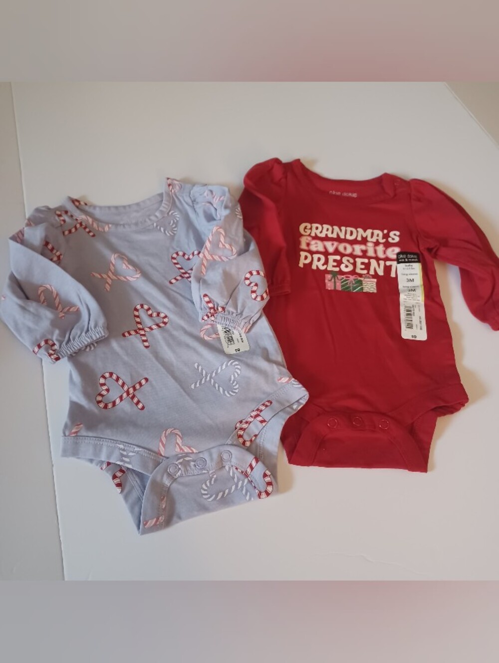 Okie Dokie Lot 2 Christmas Onesies 3M